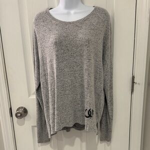 Gray Knit Sweater with Horseshoe Design